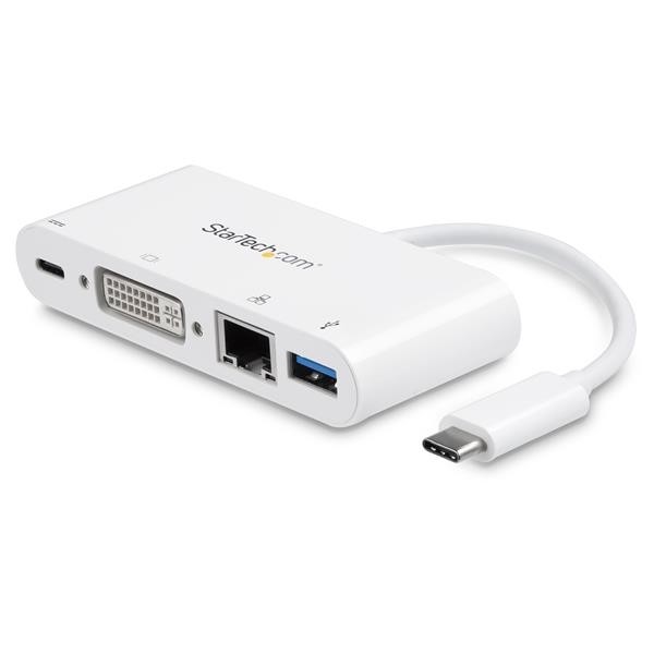 Startech.com USB-C Multiport Adapter für Laptops - Stromversorgung - DVI - GbE - USB 3.0